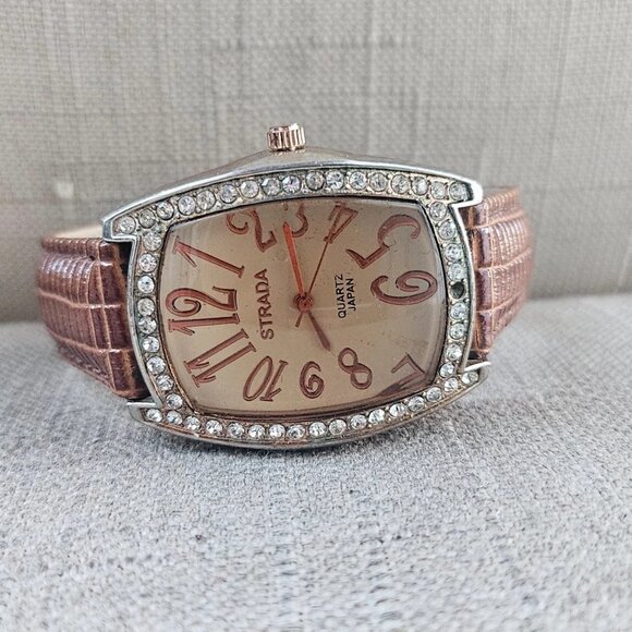 Strada Ldies Wristwatch Brown Leather Band Japan Quartz Movement Analog Watch - Picture 5 of 12
